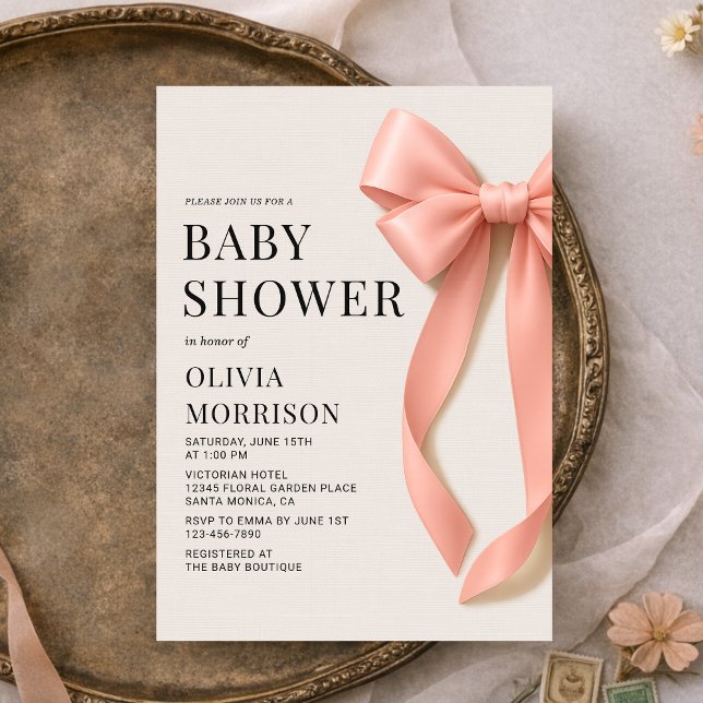 Invitation Pink Bow Baby Girl Baby Shower (Créateur téléchargé)