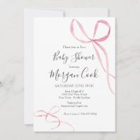 Pink bow baby shower invitation, bébé fille douche