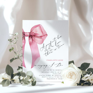 Invitation Pink Bow calligraphie True Love Fête des mariées
