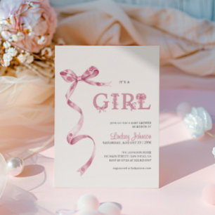 Invitation Pink Bow C'est un Baby shower de fille