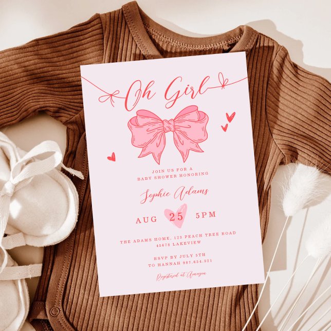 Invitation Pink Bow C'est un Baby shower de fille (Créateur téléchargé)