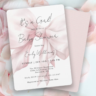 Invitation Pink Bow C'est un Baby shower de fille