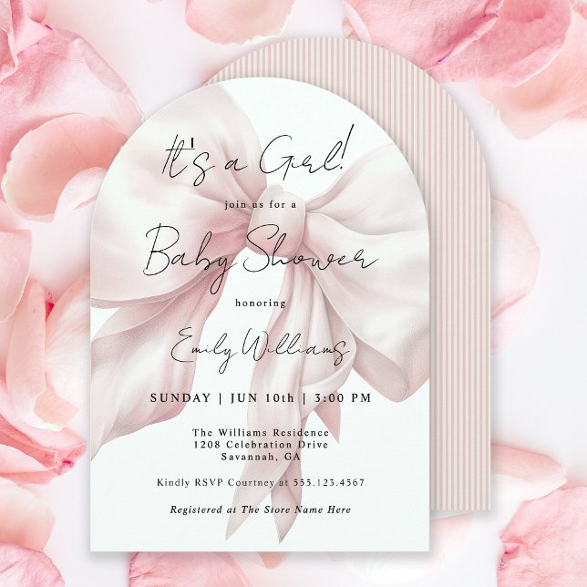 Invitation Pink Bow C'est un Baby shower de fille (Available in both printed and instant download digital formats.)