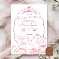 Pink Bow Doodle Après-midi thé nuptiale douche