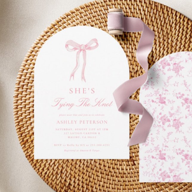 Invitation Pink Bow Elle Attache L'Arche De Fête des mariées  (Créateur téléchargé)