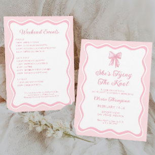 Invitation Pink Bow Elle noue la Bachelorette Party Knot