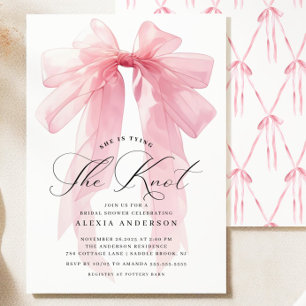 Invitation Pink Bow Elle noue la Fête des mariées de noeud