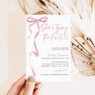Invitation Pink Bow Elle Tying The Knot Fête des mariées