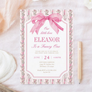 Invitation Pink Bow Fancy ONE Girl 1er anniversaire