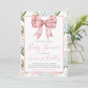 Invitation Pink Bow Girl Preppy Baby shower Sud