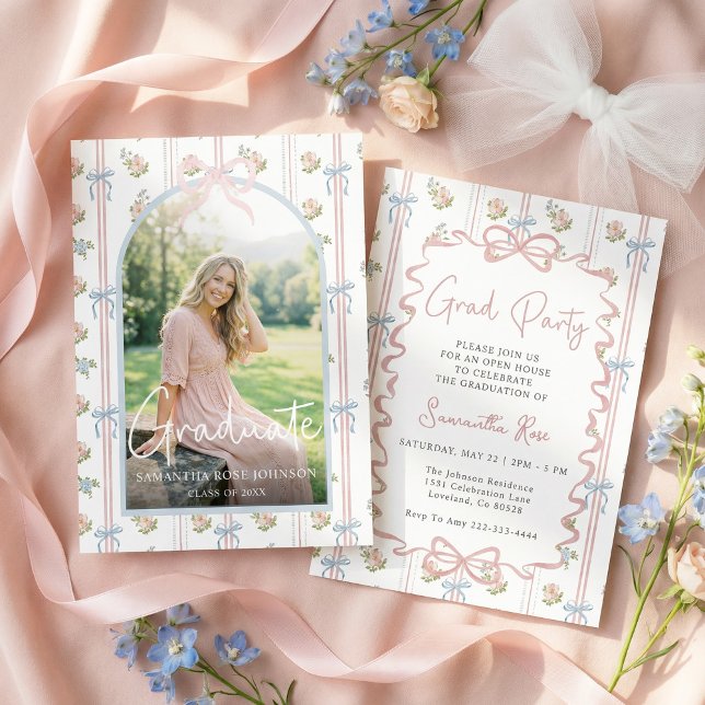 Invitation Pink Bow Graduation (Créateur téléchargé)
