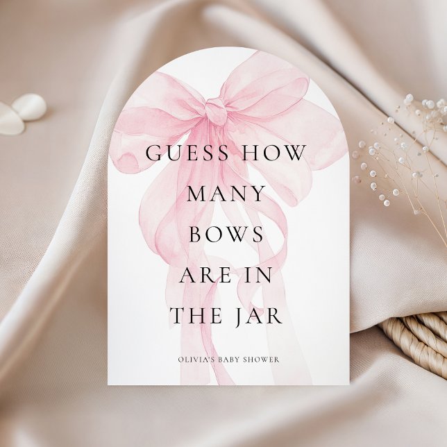 Invitation Pink Bow Guess How Many Game Baby Shower card (Créateur téléchargé)