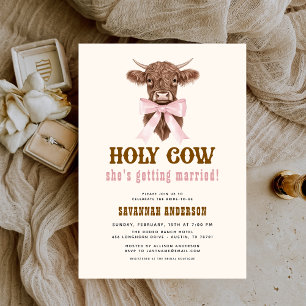 Invitation Pink Bow Holy Cow Western Cowgirl Fête des mariées