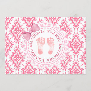 Invitation Pink Bow & Lace C'est une fille Baby shower Invita