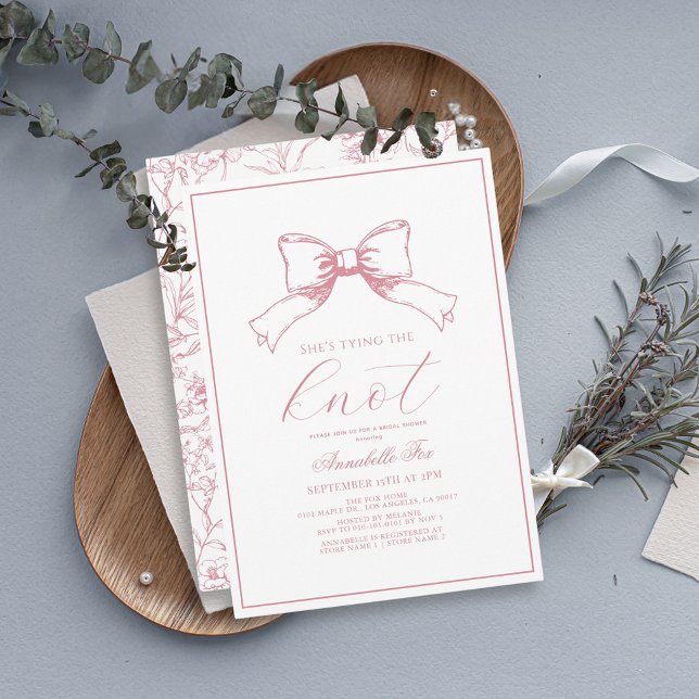 Invitation Pink Bow nouer la Fête des mariées de noeud (Créateur téléchargé)