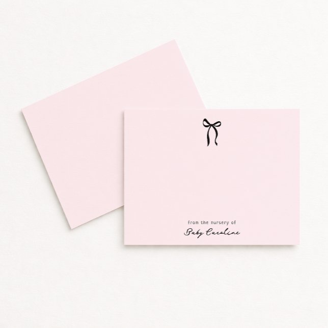 Invitation Pink Bow Nursery Note Card (Créateur téléchargé)