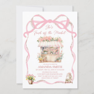 Invitation Pink Bow She's Fresh Off the Market Fête des marié