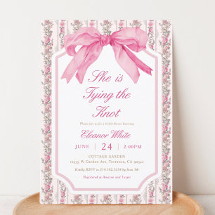 Invitation Pink Bow She's Tying the Knot Fête des mariées