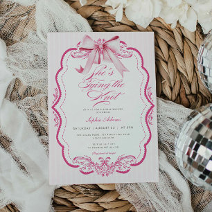 Invitation Pink Bow She's Tying the Knot Fête des mariées