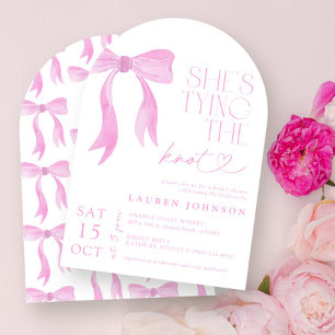 Invitation Pink Bow She's Tying the Knot Fête des mariées