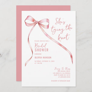 Invitation Pink Bow She's Tying the Knot Fête des mariées