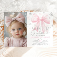 Pink Bow Snowflake hiver Onederland 1er anniversai