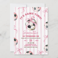 Pink Bow Stripes Girl Soccer Jeu Anniversaire