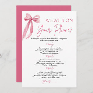 Invitation Pink Bow What's On Your Phone Fête des mariées Gam
