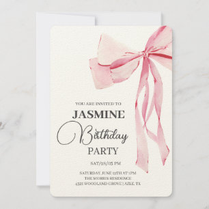 Invitation Pink Bows tendance Fille Anniversaire