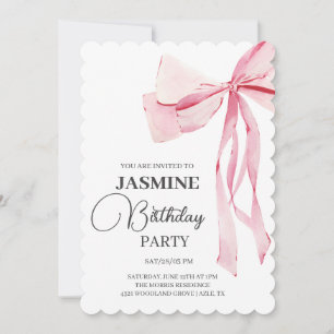 Invitation Pink Bows tendance Fille Anniversaire