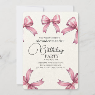Invitation Pink Bows tendance Fille Anniversaire