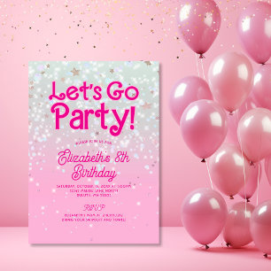 Invitation Pink branché Allons faire la fête Anniversaire