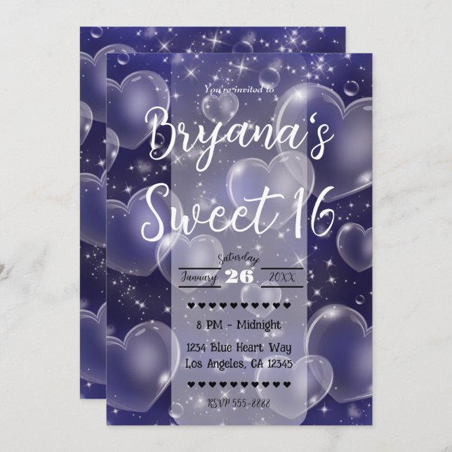 Invitation Pink Bubble Hearts mignon fille 90's Anniversaire  (Devant / Derrière)