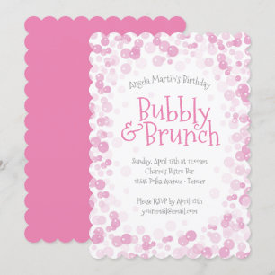 Invitation Pink Bubbly et Brunch Party