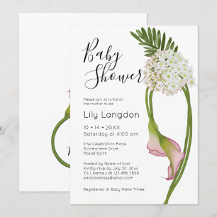 Invitation Pink Calla Lilies Élégant & Moderne Floral   Blanc