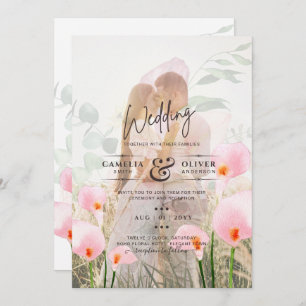 INVITATION PINK CALLA MENTIONNE PHOTO OVERLAY MARIAGE INVITE