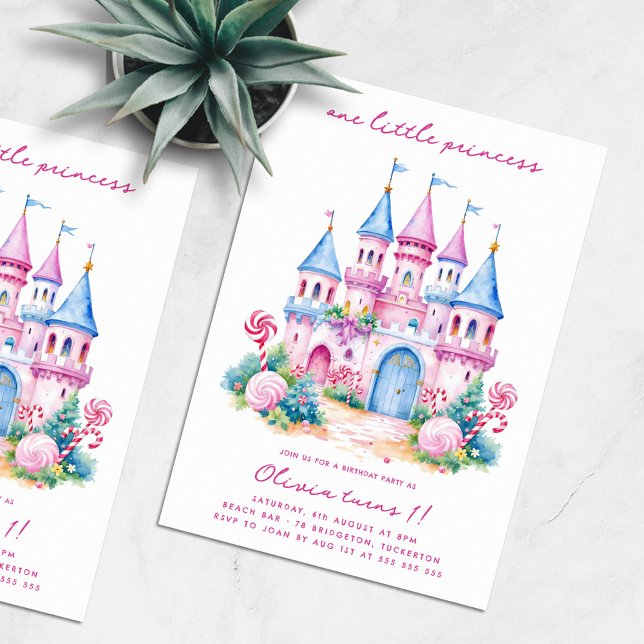 Invitation Pink Candyland Castle 1ère fête d'anniversaire (Créateur téléchargé)