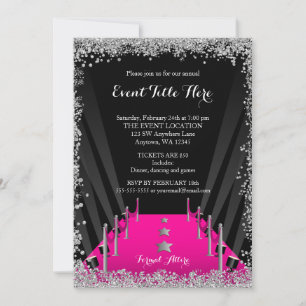 Invitation Pink Carpet Hollywood Parties scintillant Argent F
