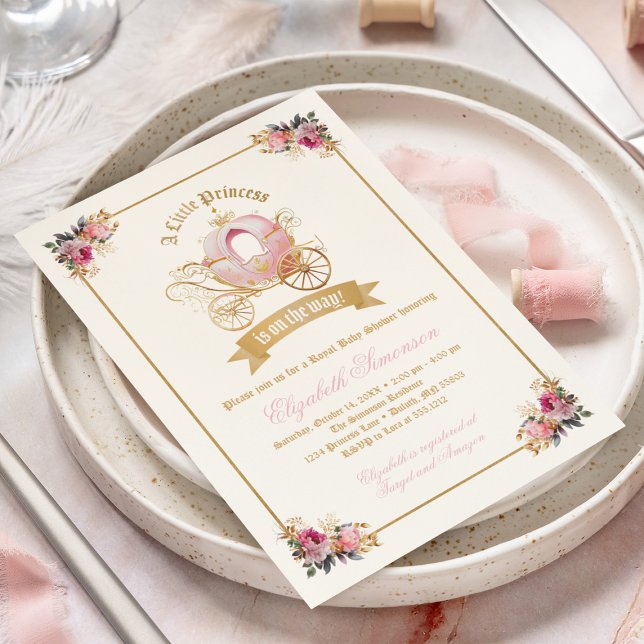 Invitation Pink Carrie Princess Fairytale Baby shower (Créateur téléchargé)