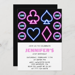 Invitation Pink Casino thème Gambling Poker 41e anniversaire