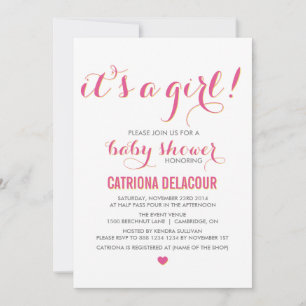 Invitation Pink C'est une fille Baby shower de typographie In