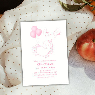 Invitation Pink C'est une fille Baby shower Unicorn Balloon
