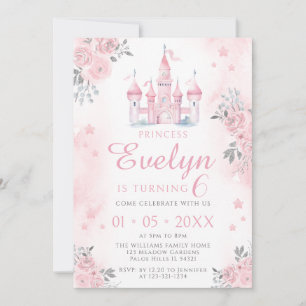Invitation Pink château princesse anniversaire fille invitati