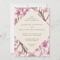 Pink Cherry Blossom Geometric Floral Wedding
