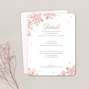 Invitation Pink Cherry Blossom Wedding Details Enclosure Card