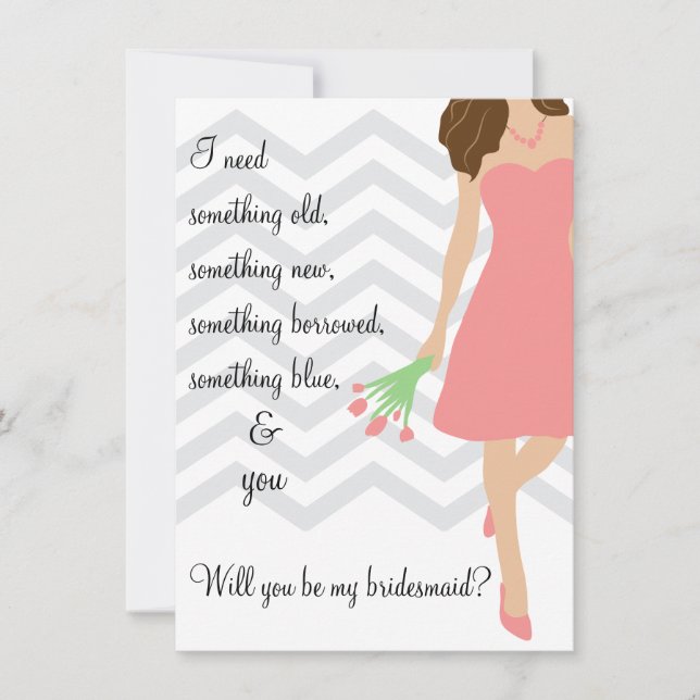 Invitation Pink Chevron Seras-Tu Ma Porte-Parole ? (Devant)