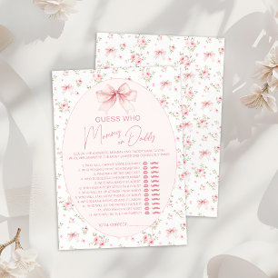 Invitation Pink Chic Floral maman ou papa Baby shower jeu