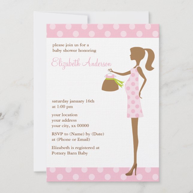 Invitation Pink Chic Maman À Baby shower (Devant)