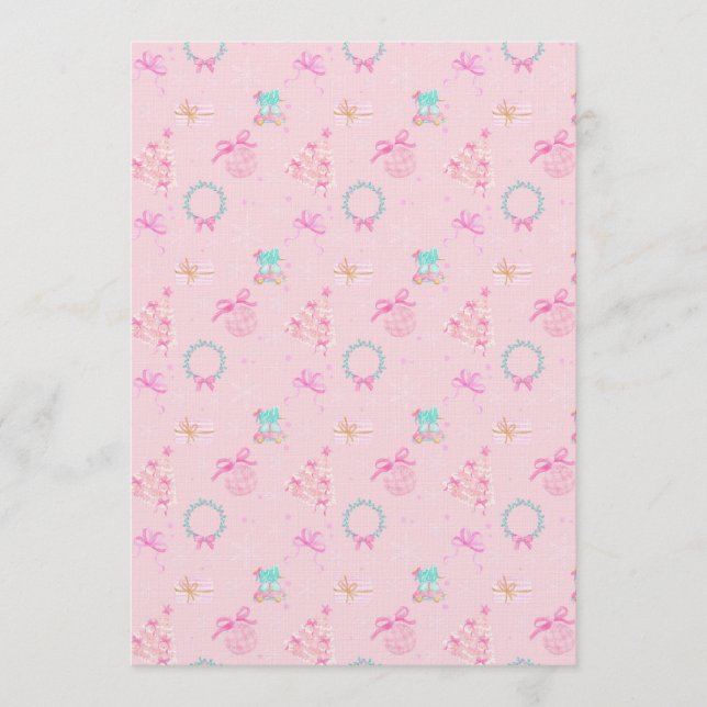 Invitation Pink Christmas Coquette Bow Seamless Pattern (Devant)