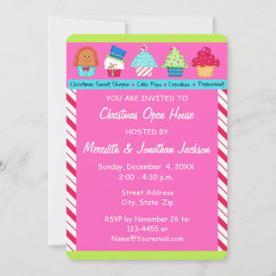 Invitation Pink Christmas Cupcake Art Party Événement Invitat